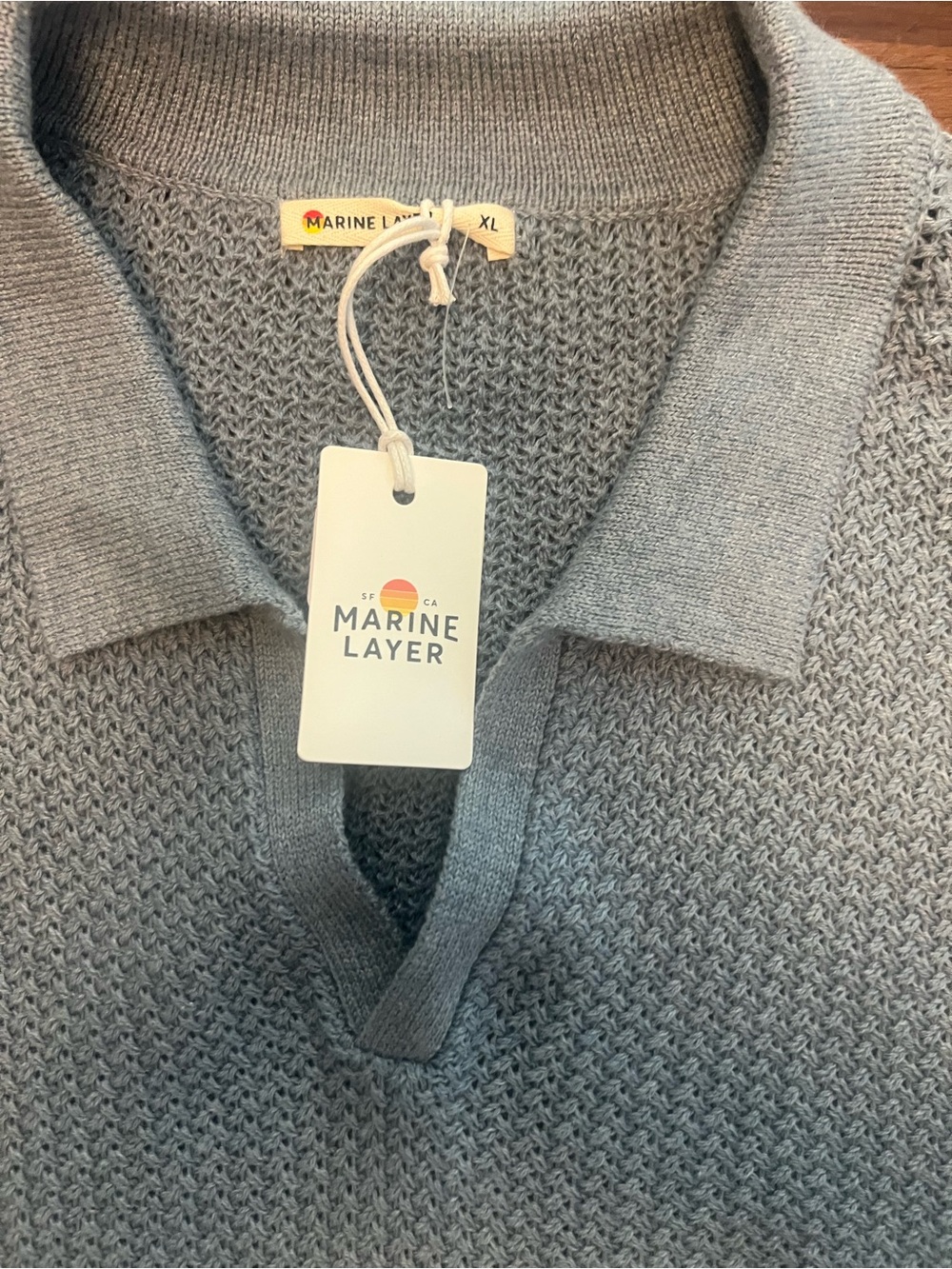 NWT Mens XL Marine Layer Conrad Sweater Light slate blue. Photo color varies